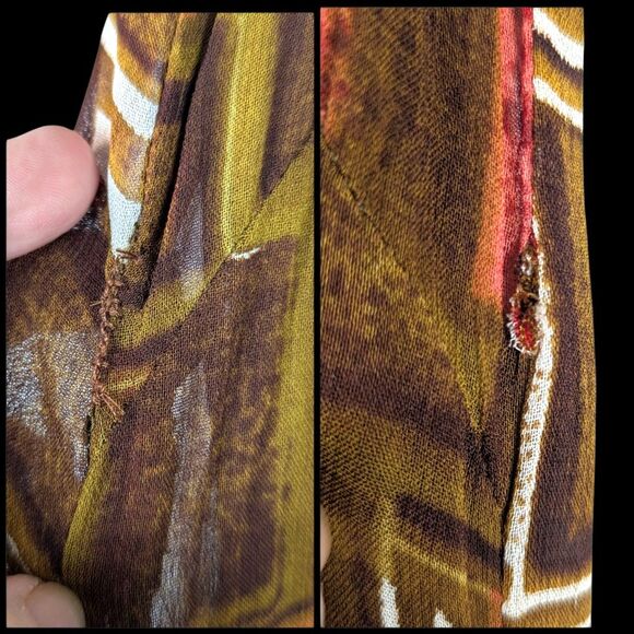 LOLA P. Vintage Geometric Print Maxi Dress Boho Hippie Retro Column Dress Large - Picture 12 of 12